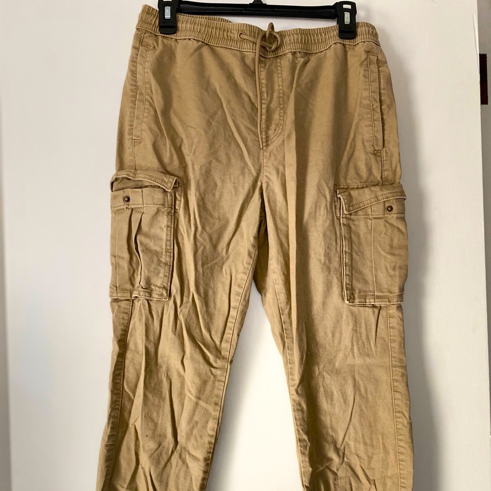 Khaki pants with elastic ankle size small